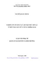 Nghiên cứu sử dụng vật liệu hấp phụ chế tạo từ bùn thải giấy xử lý nước nhiễm crom