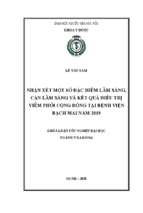 Nghiên cứu một số đặc điểm lâm sàng, cận lâm sàng và kết quả điều trị của viêm phổi mắc phải trong cộng đồng tại trung tâm hô hấp – bệnh viện bạch mai năm 2019