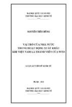 Vai trò của nhà nước trong hoạt động xuất khẩu khi việt nam là thành viên của wto