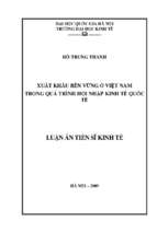 Xuất khẩu bền vững ở việt nam trong quá trình hội nhập kinh tế quốc tế