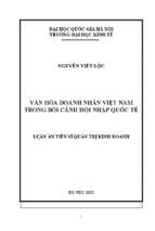 Văn hóa doanh nhân việt nam trong bối cảnh hội nhập quốc tế