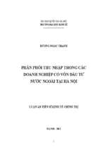 Phân phối thu nhập trong các doanh nghiệp có vốn đầu tư nước ngoài tại hà nội