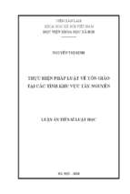 Thực hiện pháp luật về tôn giáo tại các tỉnh khu vực tây nguyên