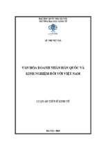 Văn hoá doanh nhân hàn quốc và kinh nghiệm đối với việt nam