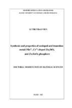 Nghiên cứu chế tạo và tính chất của vật liệu zn2sio4 và zn2sno4 không pha tạp và pha tạp các ion kim loại chuyển tiếp (mn2+, cr3+) (synthesis and properties of undoped and transition metal mn2+, cr3+