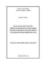 Quản lí giáo dục đạo đức thông qua hoạt động trải nghiệm cho học sinh trung học phổ thông vùng kinh tế trọng điểm phía nam