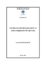 Văn hoá doanh nhân hàn quốc và kinh nghiệm đối với việt nam 