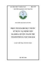 Phân tích danh mục thuốc sử dụng tại bệnh viện đa khoa huyện thanh trì thành phố hà nội năm 2018    