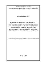 động cơ nghiên cứu khoa học của cán bộ, giảng viên các trường đại học (nghiên cứu trường hợp trường đại học khoa học tự nhiên   đqghn)  