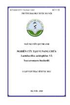 Nghiên cứu tạo vi nang chứa lactobacillus acidophilus và saccaromyces boulardii   