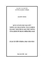 Quản lí giáo dục đạo đức thông qua hoạt động trải nghiệm cho học sinh trung học phổ thông vùng kinh tế trọng điểm phía nam