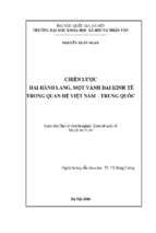 Chiến lược hai hành lang, một vành đai kinh tế trong quan hệ việt nam   trung quốc  