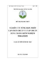 Nghiên cứu tổng hợp, thiết lập chất chuẩn và tạp chuẩn dùng trong kiểm nghiệm  terazosin 