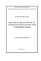 đảng cộng sản việt nam với công tác vận động người việt nam ở nước ngoài từ năm 2001 đến năm 2014