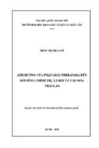 ảnh hưởng của phật giáo theravada đến đời sống chính trị, xã hội và văn hóa thái lan   