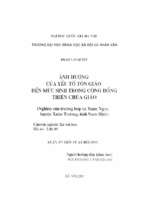 ảnh hưởng của yếu tố tôn giáo đến mức sinh trong các cộng đồng thiên chúa giáo nghiên cứu trường hợp xã xuân ngọc, huyện xuân trường, tỉnh nam định 