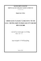 Chính sách của đảng và nhà nước về tôn giáo   trường hợp với phật giáo từ năm 1981 đến năm 2008  