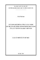 Xây dựng hệ thống công cụ xác định giá trị tài liệu hình thành trong hoạt động của các trường đại học việt nam