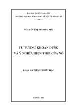 Tư tưởng khoan dung và ý nghĩa hiện thời của nó  