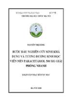 Bước đầu nghiên cứu sinh khả dụng và tương đương sinh học viên nén paracetamol 500 mg giải phóng nhanh     