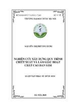 Nghiên cứu xây dựng quy trình chiết xuất và làm giàu hoạt chất cao đan sâm     