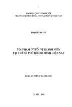 Tội phạm ở tuổi vị thành niên tại thành phố hồ chí minh hiện nay  luận án ts. xã hội học  5.03.51