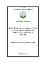 Phân tích danh mục thuốc sử dụng tại bệnh viện đa khoa huyện thuận châu   tỉnh sơn la năm 2018