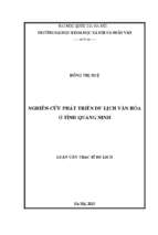 Nghiên cứu phát triển du lịch văn hóa ở tỉnh quảng ninh