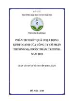 Phân tích kết quả hoạt động kinh doanh của công ty cổ phần thương mại dƣợc phẩm tritipha năm 2018