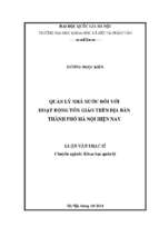 Quản lý nhà nước đối với hoạt động tôn giáo trên địa bàn thành phố hà nội hiện nay