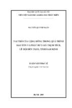 Vai trò của cộng đồng trong quá trình bảo tồn và phát huy giá trị di tích, lễ hội đền trần, tỉnh nam định