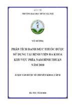 Phân tích danh mục thuốc được sử dụng tại bệnh viện đa khoa khu vực phía nam bình thuận năm 2018