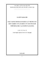 Thực hành chính sách nhân lực trong các viện nghiên cứu ( nghiên cứu trường hợp viện khoa học lao động và xã hội)