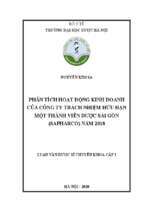 Phân tích hoạt động kinh doanh của công ty trách nhiệm hữu hạn một thành viên dược sài gòn (sapharco) năm 2018