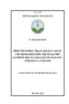 Phân tích thực trạng kê đơn thuốc cho bệnh nhân điều trị ngoại trú tại bệnh viện đa khoa huyện mai sơn   tỉnh sơn la năm 2018