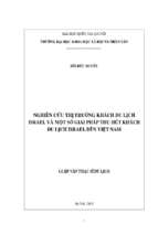 Nghiên cứu thị trường khách du lịch israel và một số giải pháp thu hút khách israel đến việt nam