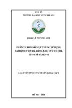 Phân tích danh mục thuốc sử dụng tại bệnh viện đa khoa khu vực củ chi, tp. hcm năm 2018