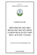 Phân tích việc thực hiện kết quả đấu thầu mua thuốc tại bệnh viện quân dân y miền đông   quân khu 7 năm 2018