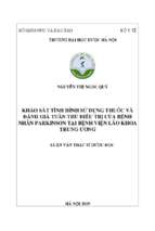 Khảo sát tình hình sử dụng thuốc và đánh giá tuân thủ điều trị của bệnh nhân parkinson tại bệnh viện lão khoa trung ƣơng