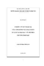 Nghiên cứu sự tham gia của cộng đồng vào hoạt động du lịch tại địa đạo củ chi theo phương pháp kap  