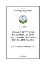 Khảo sát thực trạng nguồn nhân lực dược tại các cơ sở y tế công lập tỉnh hòa bình, năm 2018