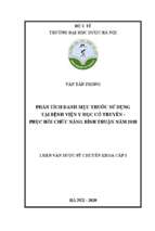 Phân tích danh mục thuốc sử dụng tại bệnh viện y học cổ truyền   phục hồi chức năng bình thuận năm 2018