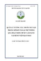 Quản lý tương tác thuốc bất lợi trong kê đơn ngoại trú thông qua hoạt động dược lâm sàng tại bệnh viện bạch mai