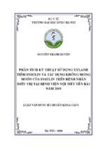 Phân tích kỹ thuật sử dụng xylanh tiêm insulin và tác dụng không mong muốn của insulin trên bệnh nhân điều trị tại bệnh viện nội tiết yên bái năm 2019