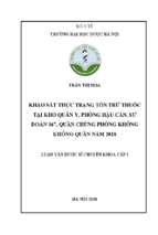 Khảo sát thực trạng tồn trữ thuốc tại kho quân y, phòng hậu cần, sƣ đoàn 367, quân chủng phòng không không quân năm 2018