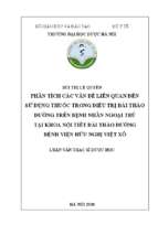 Phân tích các vấn đề liên quan đến sử dụng thuốc trong điều trị đái tháo đường trên bệnh nhân ngoại trú tại khoa nội tiết đái tháo đường bệnh viện hữu nghị việt xô