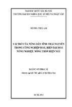 Vai trò của nông dân tỉnh thái nguyên trong công nghiệp hóa, hiện đại hóa nông nghiệp, nông thôn hiện nay