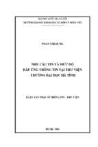 Nhu cầu tin và mức độ đáp ứng thông tin tại thư viện trường đại học hà tĩnh