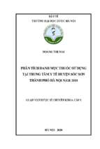 Phân tích danh mục thuốc sử dụng tại trung tâm y tế huyện sóc sơn thành phố hà nội năm 2018