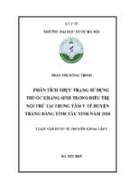 Phân tích thực trạng sử dụng thuốc kháng sinh trong điều trị nội trú tại trung tâm y tế huyện trảng bàng tỉnh tây ninh năm 2018